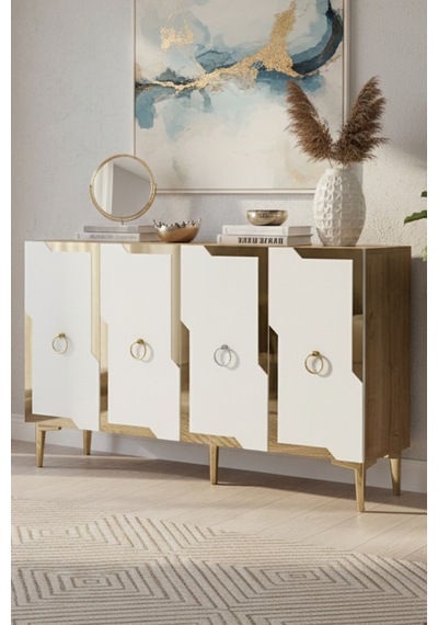 Ka1233dbg Seza120 Konsol, Kahve Köşesi Ve Tv Sehpası, Çok Amaçlı Dolap Safirmeşe - Beyaz - Gold 120cm Ka1233dbg Seza120 Konsol, Kahve Köşesi Ve Tv Sehpası, Çok Amaçlı Dolap Safirmeşe - Beyaz - Gold 120cm
