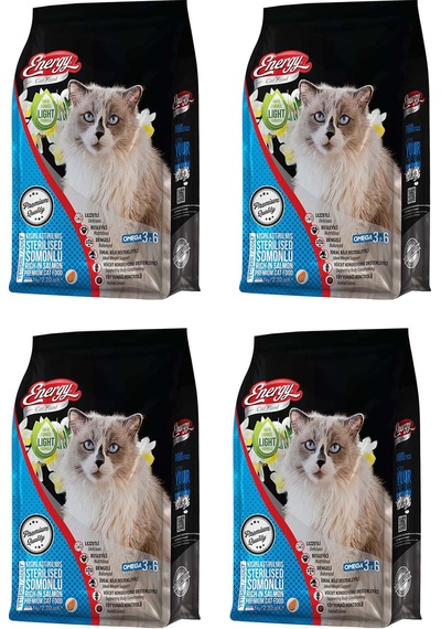Energy Kısırlaştırılmış Somonlu Yetişkin Kedi Maması 4 x 1 KG