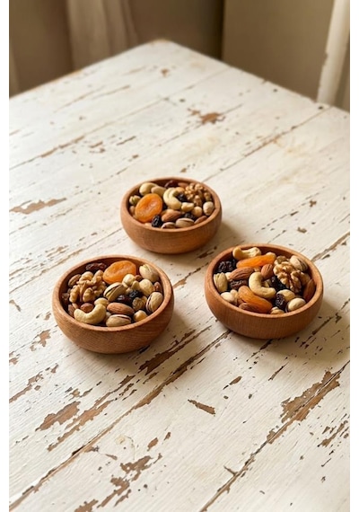 Atbyhome 6 Parça Doğal Kayın Ağacı Ahşap Çerezlik Kaseler - 10 Cm Kahvaltılık Ve Mezze Sosluk Seti Bambu