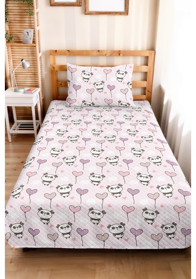 Evimde Bambaşka Panda Pembe Pastel Kız Çocuk Pike Takımı - Kalpli Lila Bebek Odası Mevsimlik Yatak Örtüsü-160x220 CM Evimde Bambaşka Panda Pembe Pastel Kız Çocuk Pike Takımı - Kalpli Lila Bebek Odası Mevsimlik Yatak Örtüsü-160x220 CM
