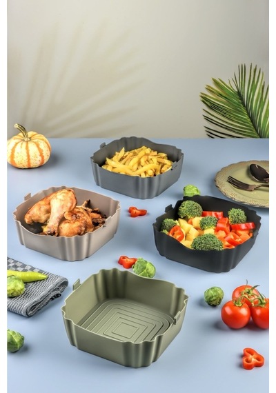 Airfryer Silikon Pişirme Kabı Tüm Airfryer'lere Uyumlu Siyah