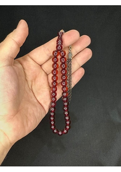 Sevgiliye Özel Hediye Toz Kehribar Tesbih Bal Renkli Küre Kesim 9mm H-1582.