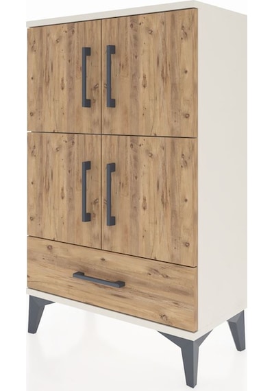 Arges Komodin 4 Raflı Tek Çekmeceli 4 Kapaklı 60x30x96 Aytaşı... Aytaşı
