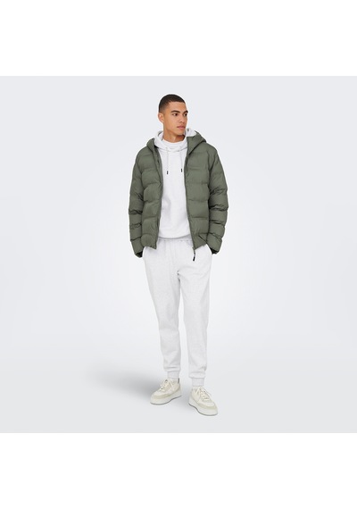 Only & Sons Only&sons Union Seamless Life Puffer Erkek Gri Kapüşonlu Mont Gri-1