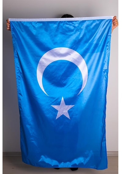 Doğu Türkistan Milli Gönder Bayrağı Raşel Kumaş Dijital Baskı 70x105 cm