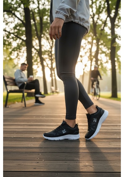 Enoch Erkek Tabanlı Koşu Ve Yürüyüş Ayakkabısı - Fileli Sportif Sneaker Siyah - Beyaz
