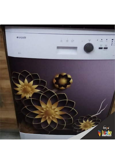 Buzdolabı Ve Bulaşık Makinesi Kapak Folyo Kaplama Çiçekler (408896359)