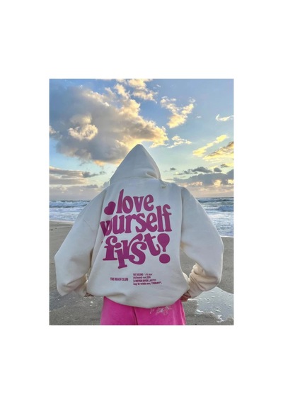 Tarzsokak Unisex Love Yourself First Sweatshirt Beyaz