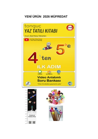 Tonguç 4'ten 5'e Yaz Tatili Kitabı İlk Adım Maarif Modeli Yeni Kitap Uzay A. +kalem B. 2026
