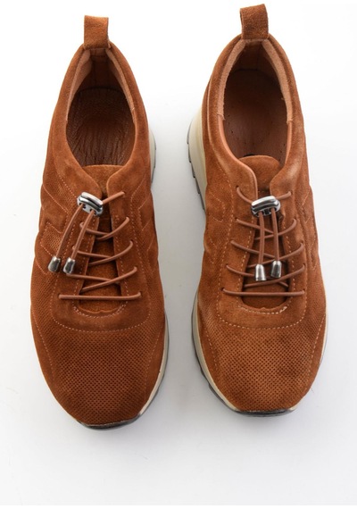 Bambi Taba Süet Hakiki Deri Kadın Sneaker K01756709302