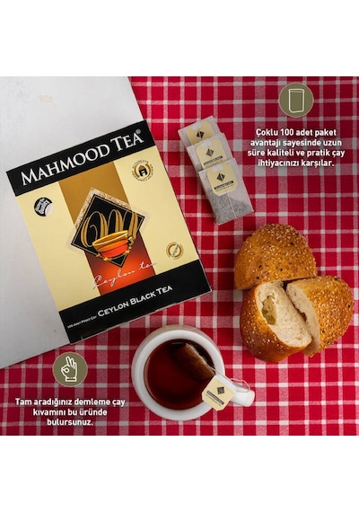 Mahmood Tea İthal Saf Seylan Bardak Poşet Çay 100'lü