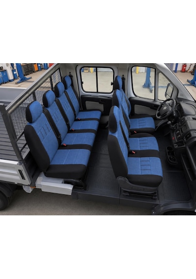 İveco 72 150 Çift Kabin Kamyonet 6+1 Koltuk Kılıfı Mavi-Siyah