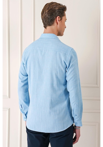 Efor Comfort Fit Balıksırtı Dokuma %100 Pamuk Klasik Turkuaz Gömlek Gk 722 Turkuaz