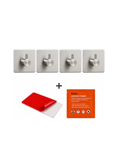 4 Adet Kare Tekli Modern Banyo Askılık 45 Mm Paslanmaz Çelik Delmeden Yapışkan Montaj Inox