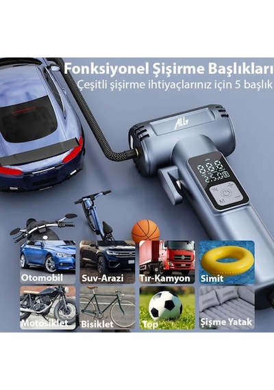 Ally St-5530 Dijital Şarjlı Otomobil Araç Lastik Hava Şişirme Pompası