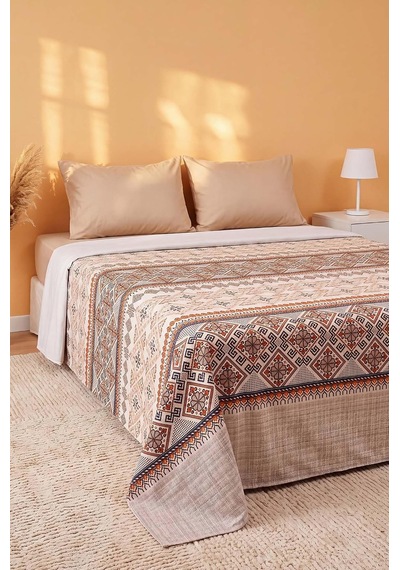 Vizon Etnik Desenli Çift Kişilik Baskılı Pike & Yatak Örtüsü 200x230 Cm Diğer