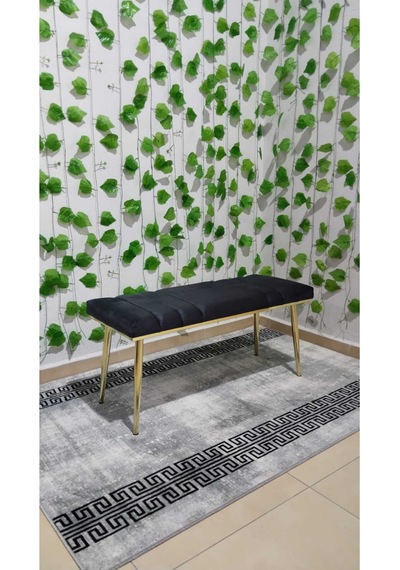 Özcan Metal Gold Metal Ayaklı Metal Kasalı Bench Mutfak Salon Antre Yatak Odası Balkon Puf Bank Füme