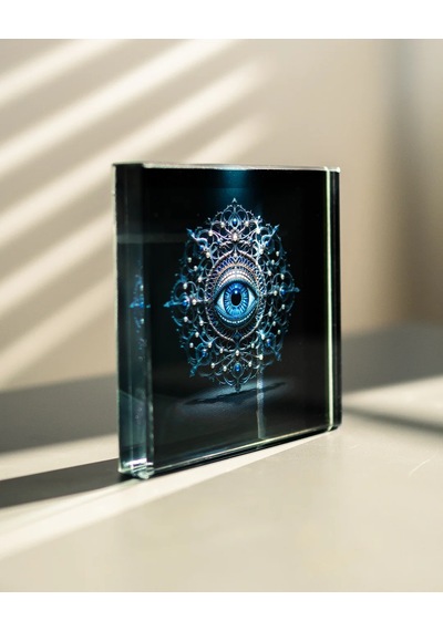 Sonsuzluk Karesi 12x12 Cm - Kristal Cam Premium Kaideli Masaüstü Dekor