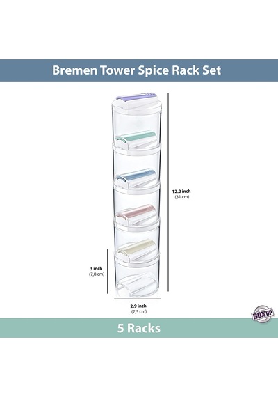 Bremen 5 Li Baharatlık Seti, Baharat Seti 5 Adet Akrilik Renkli Geçmeli 5'li Bremen Baharatlık Seti Çok Renkli