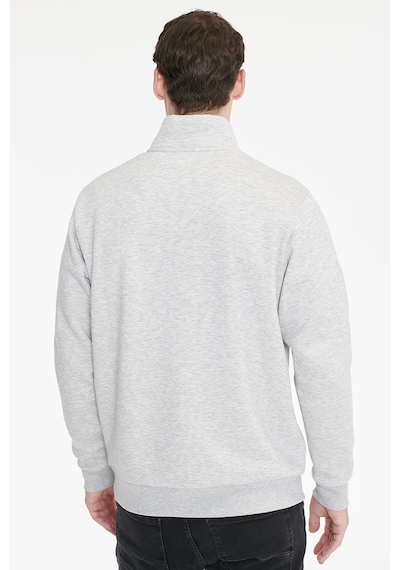 Ac&Co / Altınyıldız Classics Erkek Grı Melanj Standart Fit Normal Kesim İçi Polarlı Bato Yaka Pamuklu Sweatshirt Gri Melanj