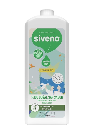 Siveno %100 Doğal Sıvı Kastil Sabun Yağlı Yoğun Nemlendirici Arındırıcı Bitkisel Vegan 1000 Ml