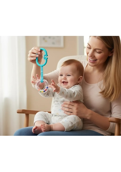 Babyjem Pusete Asılabilir Oval Sesli Çıngırak Kırmızı