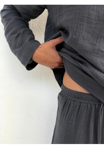 Combattente Müslin Erkek Pijama Takımı Gri Grı