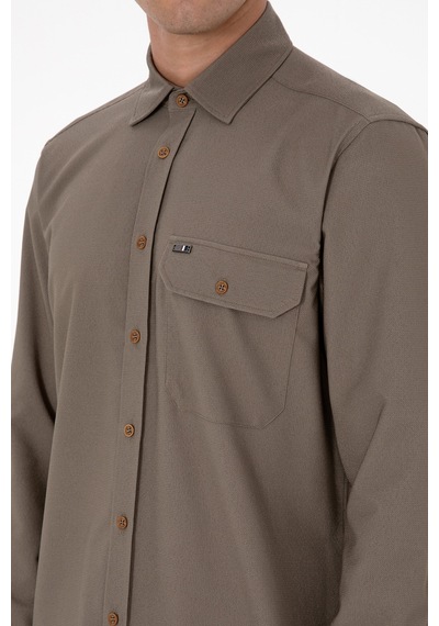 U.s. Polo Assn. Erkek Haki Gömlek Desenli 50316655-vr027 Haki