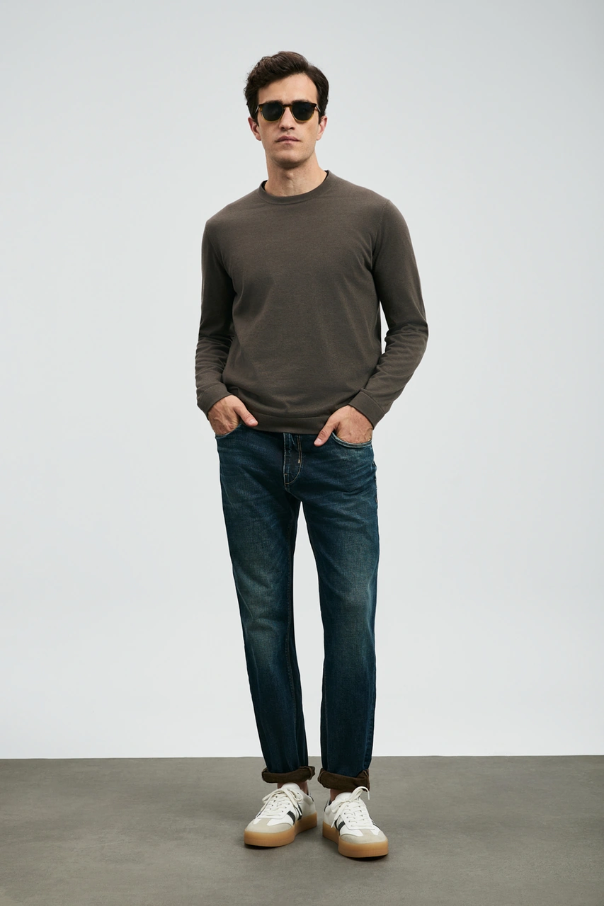 Lufian Chrıs Spor Jean Erkek Pantolon Slim Fit Mavi Mavi 112200227100300 Mavi