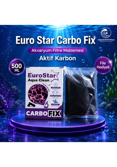 Euro Star - Carbo Fix - Akvaryum Filtre Malzemesi - Aktif Karbon - Üstün Temizlik Gücü - 500 Ml - File Hediyeli