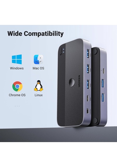 Usb Anahtarı 2pc 3.0 Switcher C 2'si 4 Çıkışlı, Masaüstü Denetleyicisi Kvm 2 A'dan A'ya Kablolu Alüminyum Muhaf