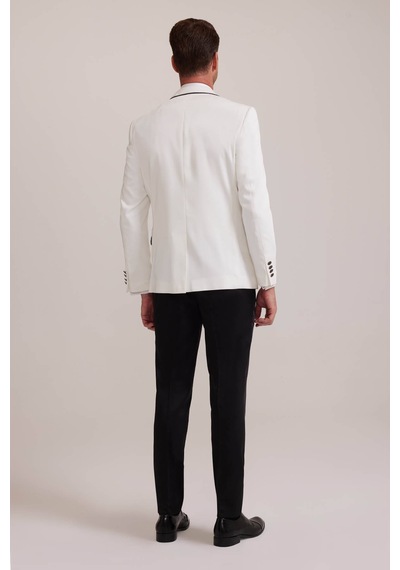 Ysf Erkek Krem Kırlangıç Yaka Slim Fit Damatlık