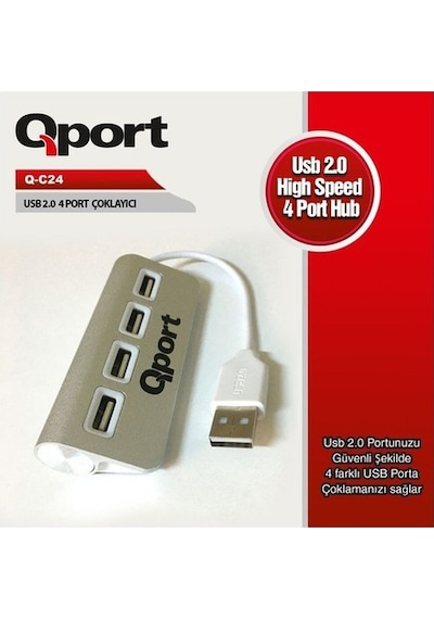 Qport Q-C24 4 Port USB 2.0 Çoklayıcı