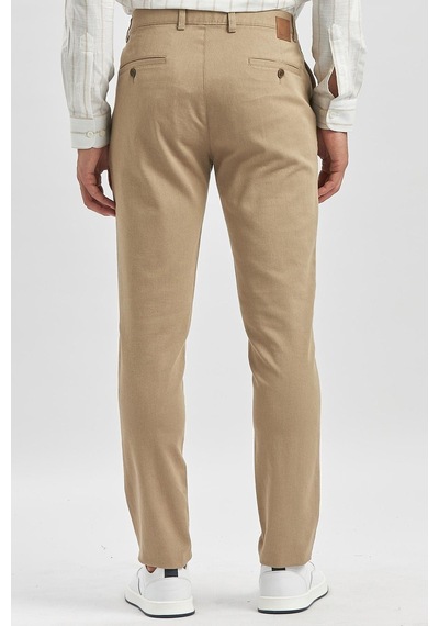 İmza Bej Düz Armürlü Slim Fit Casual Pantolon 1003240168-bej Bej