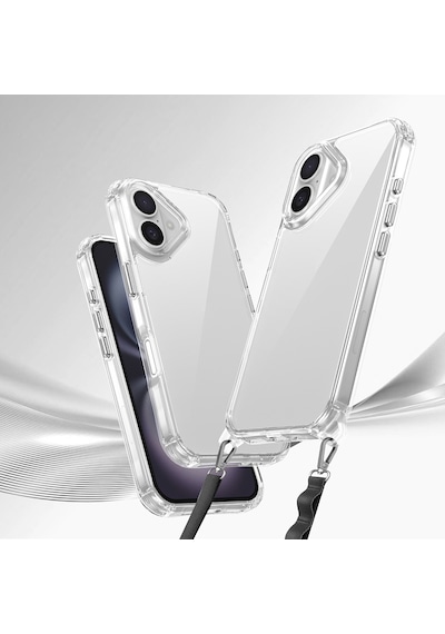 Zore İphone 16 Kılıf Airbagli Takılabilir Askı Aparatlı Nvth Snap Silikon Kapak - Şeffaf