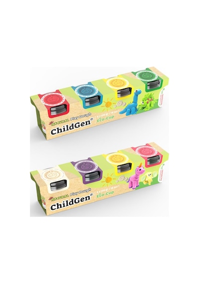 Doğal Oyun Hamuru Ecocup - 125 Grx4 2x4'lü Set - Unicorn/dinozor Çok  Renkli