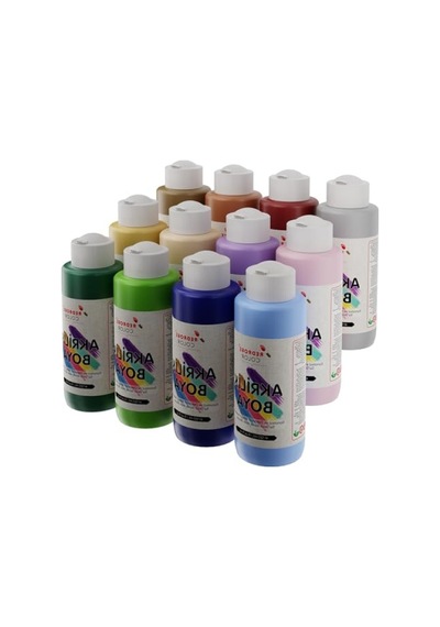 12'li Pastel Renkler Akrilik Boya Seti, 120ml 0,15 L