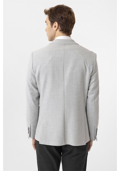 Süvari Gri Slim Fit Sivri Yaka 6 Drop Ceket