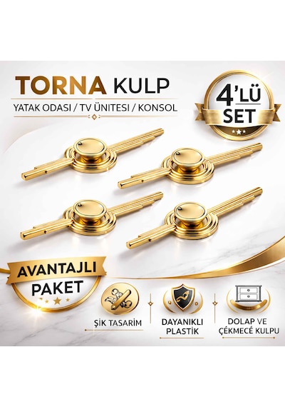 Lüks Torna Modern Mobilya Kulpu 4 Adet Dolap Çekmece Konsol Tv Ünitesi Ve Yatak Odası Kulpu Altın