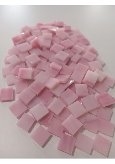 Pembe Kare Vitray Cam Mozaik Taşı - Sanatsal Mozaik İçin Yaklaşık 10 X 10 Mm