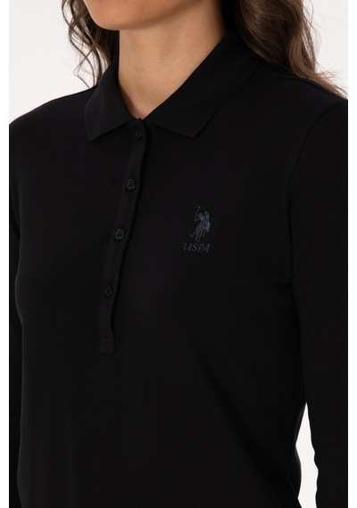U.S. Polo Assn. Kadın Siyah Basic Polo Yaka Sweatshırt 50307755-VR046