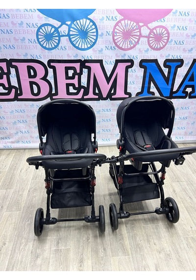 Bebemnas İkiz Yanyana Ayrılıp Birleşen Travel Bebek Arabası + 2 Adet Puset Dahil Tam Set