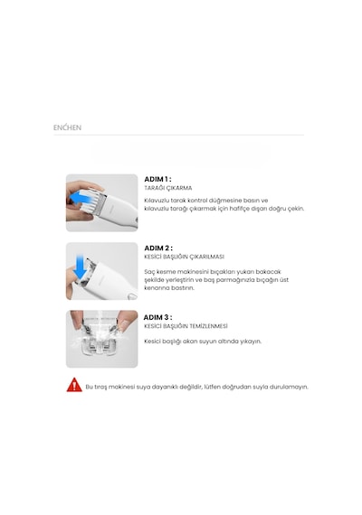 Enchen Boost Beyaz Taşınabilir Şarjlı Saç Kesim Makinesi