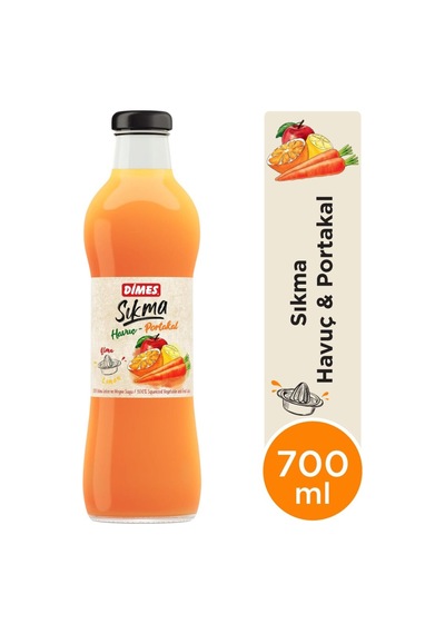 Dimes Sıkma %100 Havuç - Portakal Suyu 700 Ml X 6 Adet