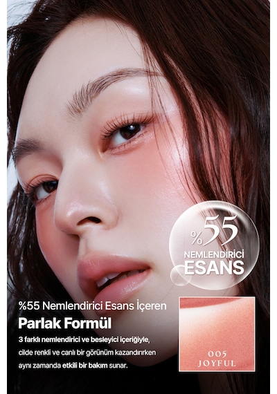 Hafif Yapılı, Ciltle Bütünleşen Parlak Bitişli Likit Allık Muzıgae Mansıon Objet Blush 005 Joyful 89177720
