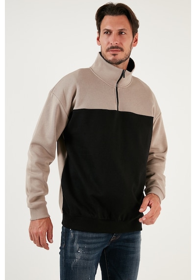 Buratti Regular Fit Fermuarlı Dik Yaka Içi Tüylü Yumuşak Şardonlu Kışlık Erkek Sweat 5905343 Sütlü Kahve