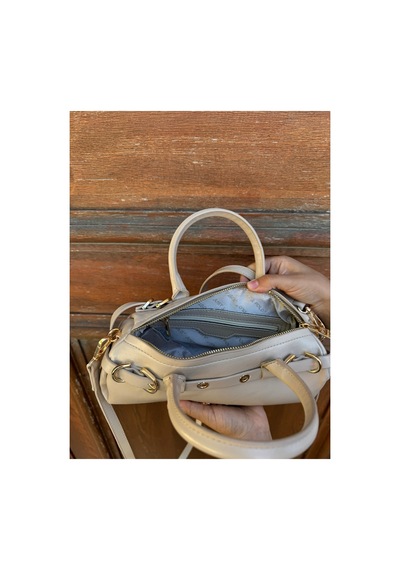 Just Polo Kadın Gold Detaylı Silindir Tasarım El Ve Omuz Çantası Shoulder Bag Ebat : 27 X 13 Cm Krem
