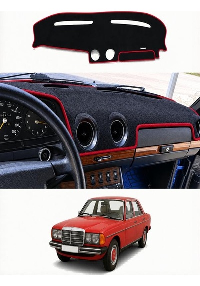 Mercedes-benz - W123 1975-1985 Uyumlu Torpido Koruma Kılıfı - Kırmızı Şeritli