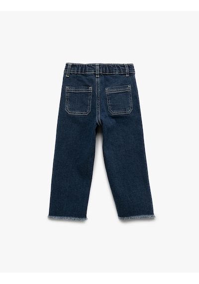 Koton Pamuklu Geniş Paça Denim Pantolon Dark Indıgo 6wmg40012ad Koyu İndigo