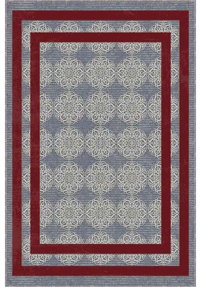 Bordo Çerçeveli Kaymaz Taban Makinede Yıkanabilir Halı Rv087n11